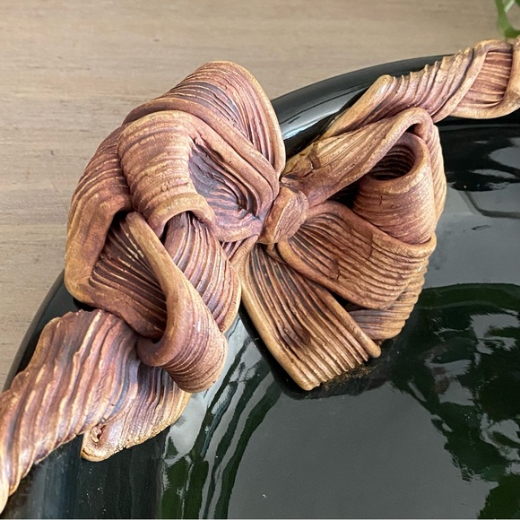 Vintage Terrafirma USA Black Bow Glazed Large Bowl Signed BE 1986 - Picture 5 of 11